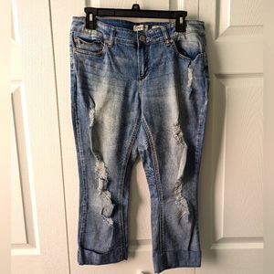 Indigo Rein Ripped Rolled Denim Capris Size 13